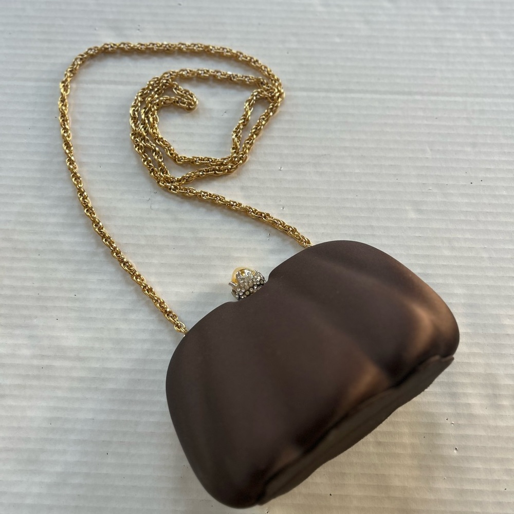 RODO ITALY Elegant chocolate Gold Clutch evening chain bag